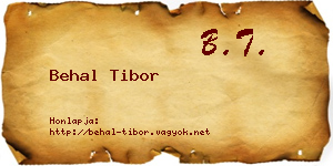 Behal Tibor névjegykártya